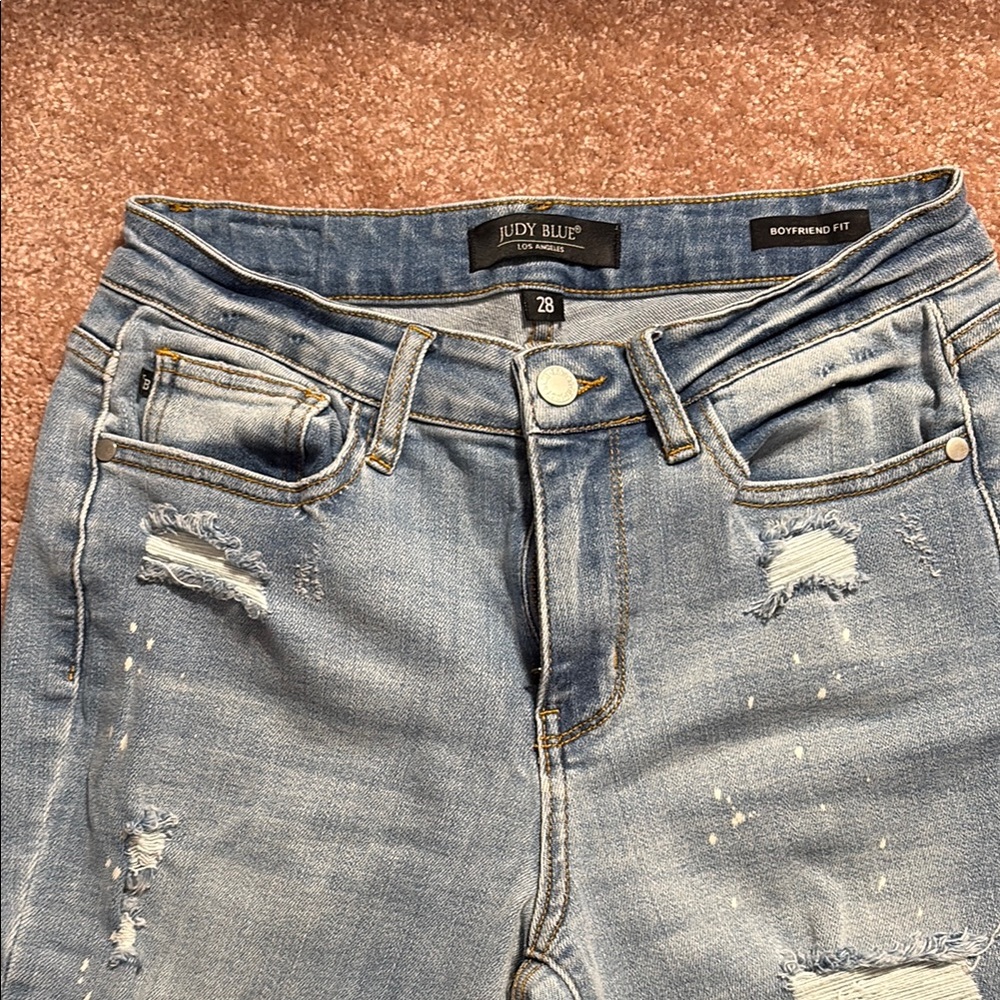 Judy Blue Boyfriend Blue Jeans Distressed Casual